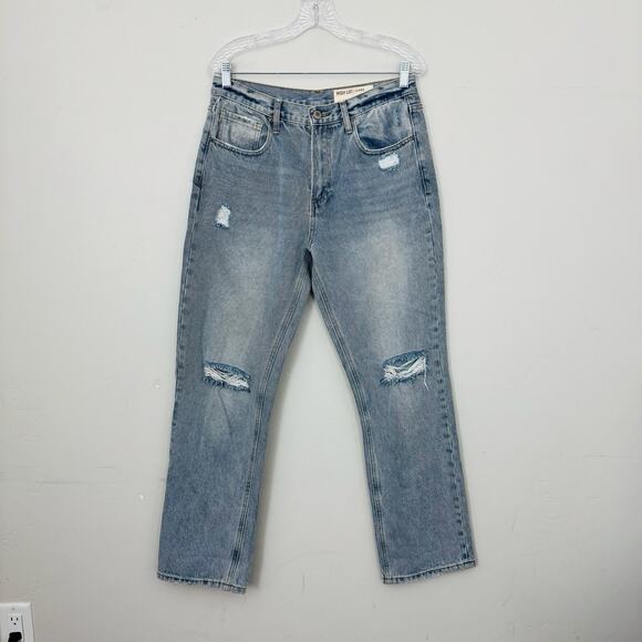 Wish List Gray Blue Mid Rise Straight Leg Distressed Jeans Women’s Size L - Picture 1 of 8